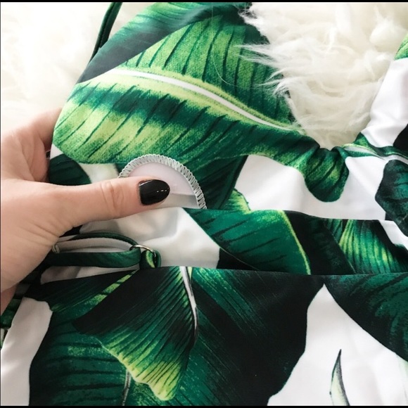 One piece swimsuit tropical leaf print - Picture 5 of 5